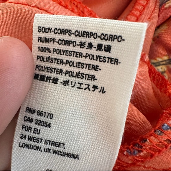 70s Free People Bright Orange Red Tapestry Bohemian Floral Peasant Blouse Small - Picture 5 of 11